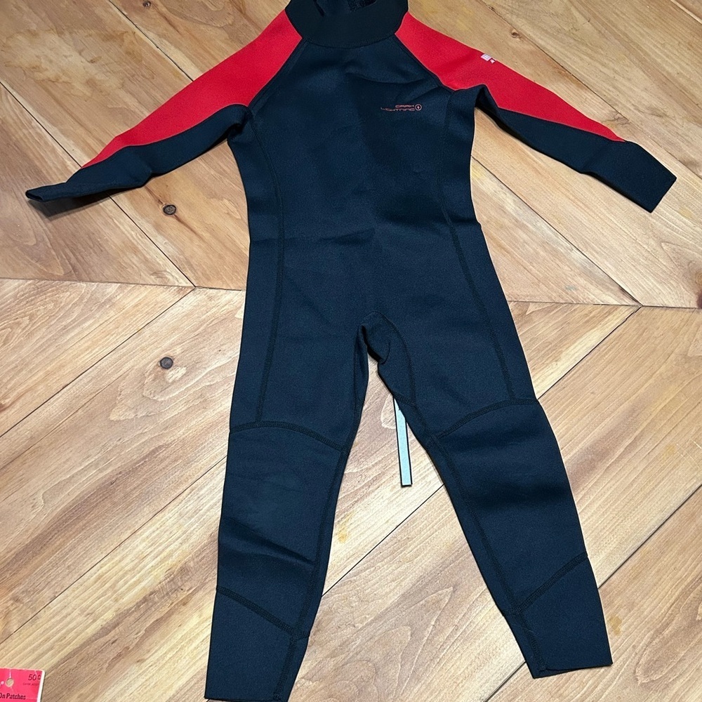 Kids Black and Red Dark Lightning Wetsuit size 6